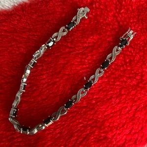 Black Oynx Sterling Silver Tennis Bracelet